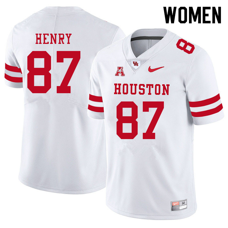 Women #87 Brian Henry Houston Cougars College Football Jerseys Sale-White - Click Image to Close